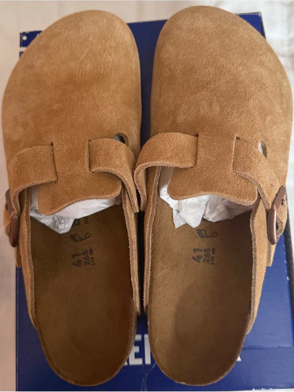 Birkenstock Suede Slip-On Clogs in Latte Cream